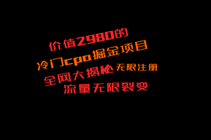 价值2980的CPA掘金项目大揭秘，号称当天收益200+，不见收益包赔双倍