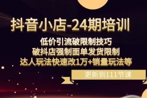 抖音小店-24期：低价引流破限制技巧，破抖店强制面单发货限制，达人玩法快速改1万+销量玩法等