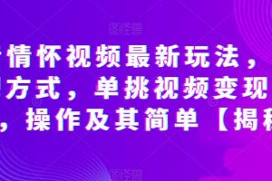 抖音情怀视频最新玩法,多种变现方式,单挑视频变现1000+,操作及其简单【揭秘】
