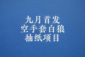 0成本，日入100-500空手套白狼抽纸项目，保姆级教学