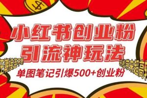 小红书创业粉引流神玩法，单图笔记引爆500+精准创业粉丝，私信狂潮接连不断