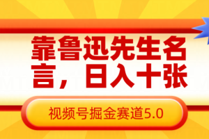 靠鲁迅先生名言，日入十张长期简单高效，视频号掘金赛道5.0