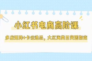 小红书电商高阶课，多店矩阵+卡位选品，大红海类目突围指南（更新5月）