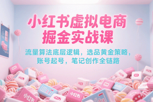 小红书虚拟电商掘金实战课，流量算法底层逻辑，选品黄金策略， 起号，笔记创作全链路