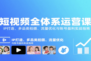 短视频全体系运营课：IP打造、多品类拍摄、流量优化与账号盈利实战指南