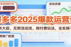 拼多多2025爆款运营课:秒杀大促、无限活动流、微付费玩法,全实操干货
