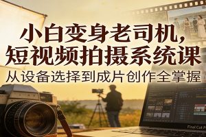 小白变身老司机,短视频拍摄系统课,从设备选择到成片创作全掌握
