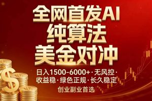（17506期）全网首发项目！AI美金算法对冲，日入2000-6000+，稳定长效0风险，彻底告别996，创业、副业逆…