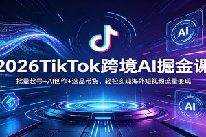 2026TikTok跨境AI掘金课:批量起号+AI创作+选品带货,轻松实现海外短视频流量变现