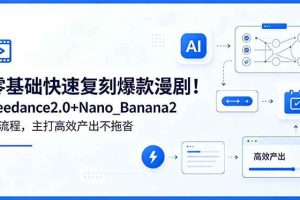 (18611期)零基础快速复刻爆款漫剧!Seedance2.0+Nano_Banana2全流程,主打高效产出不拖沓