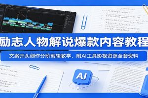 励志人物解说爆款内容教程:文案开头创作分阶剪辑教学,附AI 工具影视资源全套资料
