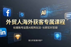 (19021期)外贸人海外获客专属课程-更新6月,讲解社媒账号运营AI矩阵玩法,社群实时答疑助力开发海外客户