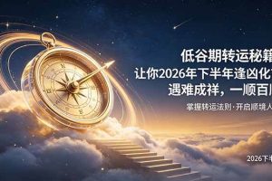 (19024期)付费文章:低谷期转运秘籍,让你2026年下半年逢凶化吉,遇难成祥,一顺百顺。