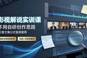 (19183期)影视解说实训课:不用自研创作思路,万能文案公式直接套用,搭配全套剪辑教程,快速入局影视解说