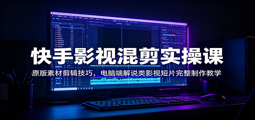 快手影视混剪实操课:原版素材剪辑技巧,电脑端解说类影视短片完整制作教学