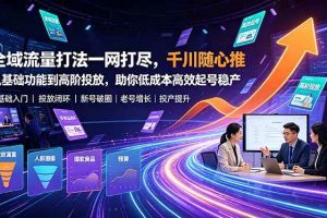 (19242期)全域流量打法一网打尽,千川随心推从基础功能到高阶投放,助你低成本高效起号稳产