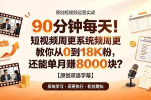 (19265期)90 分钟每天!短视频周更系统教你从 0 到 18K 粉,还能单月赚 8000 块?【原创双语字幕】