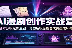 AI漫剧创作实战营:AI剧本分镜光影生图,动态运镜后期合成完整成片体系