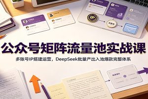 公众号矩阵流量池实战课:多账号IP搭建运营,DeepSeek批量产出入池爆款完整体系