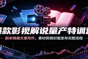 爆款影视解说量产特训营:剧本情绪文案写作,素材剪辑封面发布完整流程
