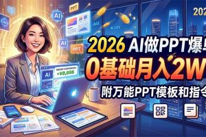 (19284期)2026 AI做PPT爆单,0基础月入2W,附万能PPT模板和指令