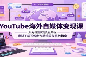 YouTube海外自媒体变现课:账号注册收款全流程,素材下载视频制作跨境收益落地指南