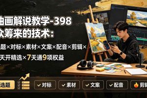 (19527期)油画解说教学-398众筹来的技术:选题×对标×素材×文案×配音×剪辑×2天开精选×7天通9项权益