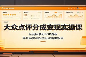 大众点评分成变现实操课:全套标准化SOP流程,养号运营与四拼玩法落地指南