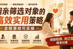 （19727期） 付费文章：相亲筛选对象的高效实用策略，全程落地可实操，规避短择、利己型相亲对象