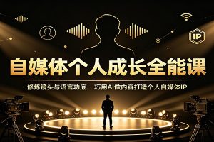 自媒体个人成长全能课:修炼镜头与语言功底,巧用AI做内容打造个人自媒体IP