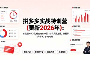 (19724期)拼多多实战特训营(更新2026年):不管是新手入门或老商家冲量,都有实操方法,跟着学,少走弯路