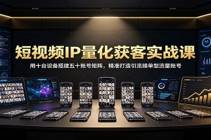 短视频IP量化获客实战课：用十台设备搭建五十账号矩阵，精准打造引流接单型流量账号