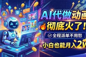 （19828期）AI代做动画，彻底火了！全程派单不用愁，小白也能月入2W