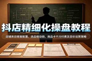 抖店精细化操盘教程：店铺类目客服配置，选品做动销，商品卡千川付费及定价运营策略