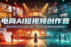 电商AI短视频创作营：剪映与多类AI平台工具核心玩法，实操光影溶图漫剧等电商视频项目