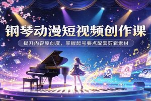 钢琴动漫短视频创作课：提升内容原创度，掌握起号要点配套剪辑素材