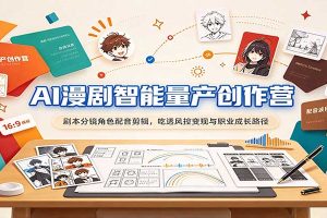 AI漫剧智能量产创作营:剧本分镜角色配音剪辑,吃透风控变现与职业成长路径