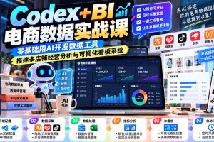 (20665期)Codex+BI电商数据实战课:零基础用AI开发数据工具,搭建多店铺经营分析与可视化看板系统