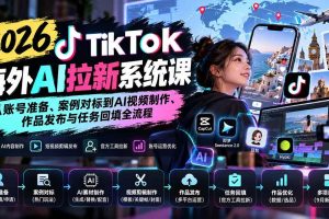 （20675期）【无水印】2026 TikTok海外AI拉新系统课：从账号准备、案例对标到AI视频制作、作品发布与任务回填全流程