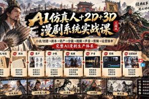 （20685期）AI仿真人+2D+3D漫剧系统实战课：小说/创意→剧本→资产→分镜→视频→声音→剪辑→运营接单，完整AI漫剧生产体系