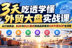 （20691期）3天吃透学懂外贸大盘实战课：从行业机会、B2B与B2C模式到选品获客及8步外贸SOP全流程