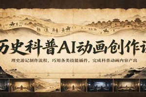 历史科普AI动画创作课:理史游记制作流程,巧用各类技能插件,完成科普动画内容产出