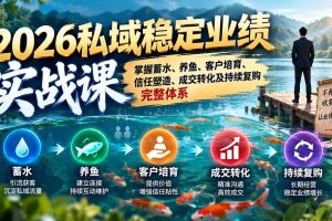 （20710期）2026私域稳定业绩实战课：掌握蓄水、养鱼、客户培育、信任塑造、成交转化及持续复购完整体系