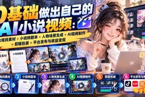 （20741期）0基础做出自己的AI小说视频：合规找素材+小说转剧本+人物场景生成+AI视频制作+剪辑包装+平台发布与收益变现