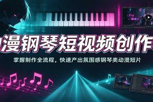 动漫钢琴短视频创作课:掌握制作全流程,快速产出氛围感钢琴类动漫短片