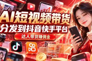 （20754期）【AI短视频带货】分发到抖音快手平台，达人带货赚佣金