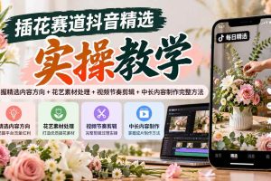 （20775期）插花赛道抖音精选实操教学：掌握精选内容方向+花艺素材处理+视频节奏剪辑+中长内容制作完整方法