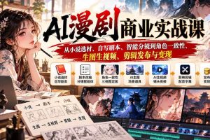 （20811期）AI漫剧商业实战课：从小说选材、自写剧本、智能分镜到角色一致性、生图生视频、剪辑发布与变现