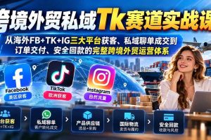(20894期)跨境外贸私域Tk赛道实战课:从海外FB+TK+IG三大平台获客、私域聊单成交到订单交付、安全回款的完整跨境外贸运营体系